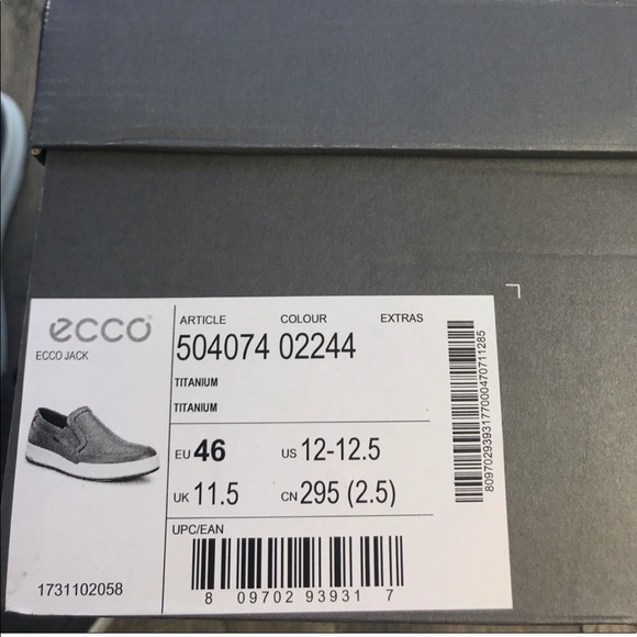 NWT ECCO Jack Perforated Slip On Titani M AUTHENTI - Picture 7 of 8
